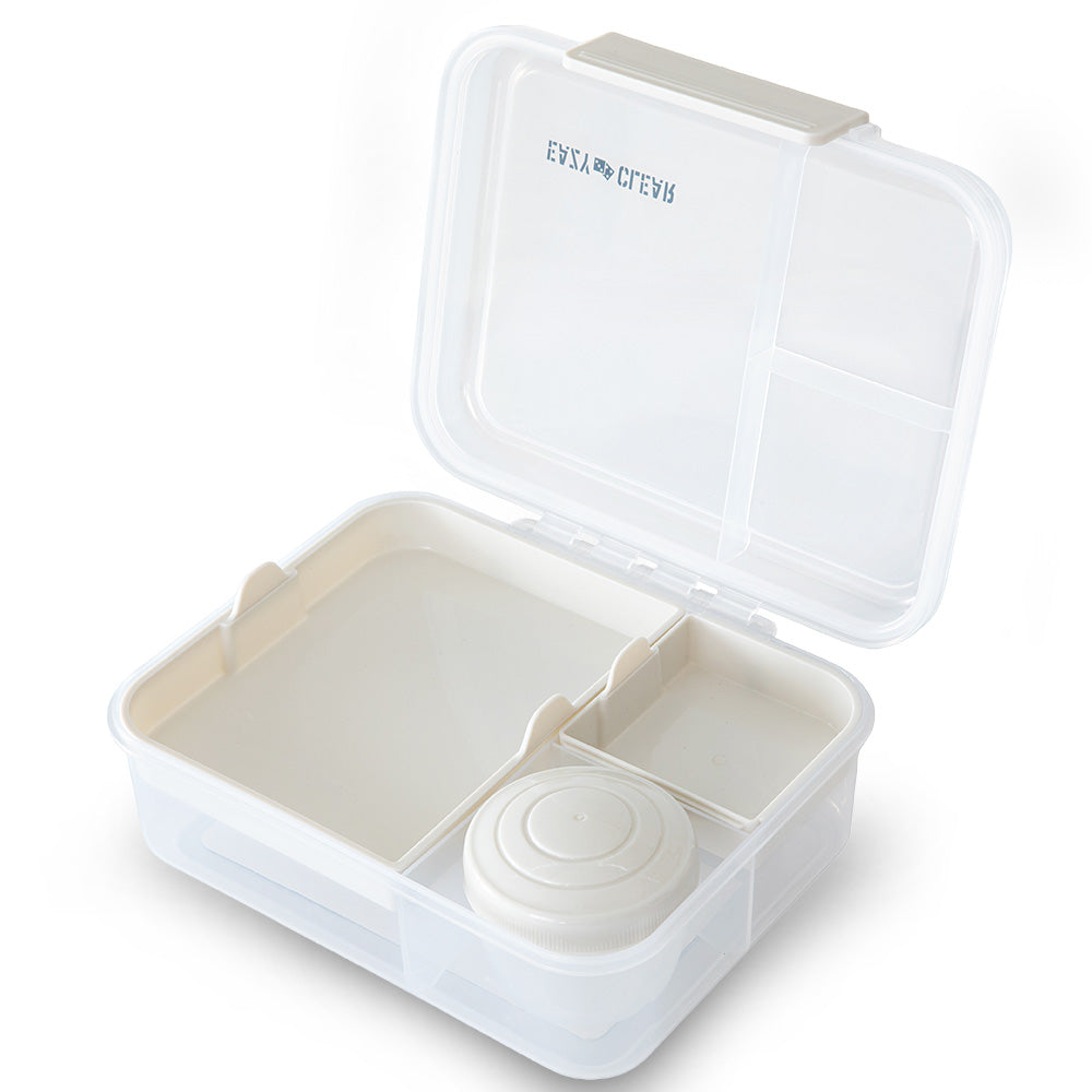 Eazy Kids 3/4/5 Compartment Convertible 1650ml Bento Lunch Box with 150ml Gravy Bowl - Grey
