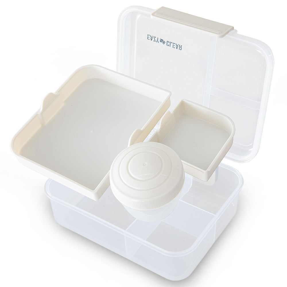 Eazy Kids 3/4/5 Compartment Convertible 1650ml Bento Lunch Box with 150ml Gravy Bowl - Grey