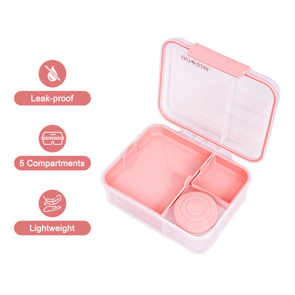 EAZY KIDS 3/4/5 Compartment Convertible 1650ml Bento Lunch Box with 150ml Gravy Bowl - Pink