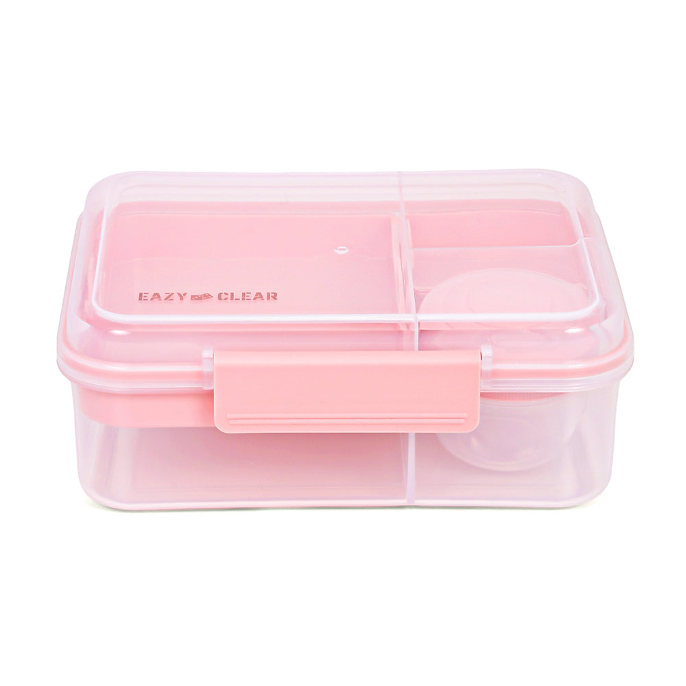 EAZY KIDS 3/4/5 Compartment Convertible 1650ml Bento Lunch Box with 150ml Gravy Bowl - Pink