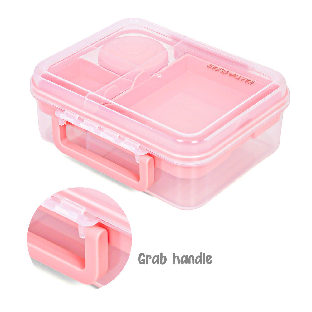 EAZY KIDS 3/4/5 Compartment Convertible 1650ml Bento Lunch Box with 150ml Gravy Bowl - Pink