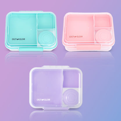 Eazy Kids 3/4/5 Compartment Convertible 1650ml Bento Lunch Box with 150ml Gravy Bowl - Purple