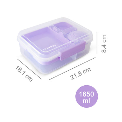 Eazy Kids 3/4/5 Compartment Convertible 1650ml Bento Lunch Box with 150ml Gravy Bowl - Purple