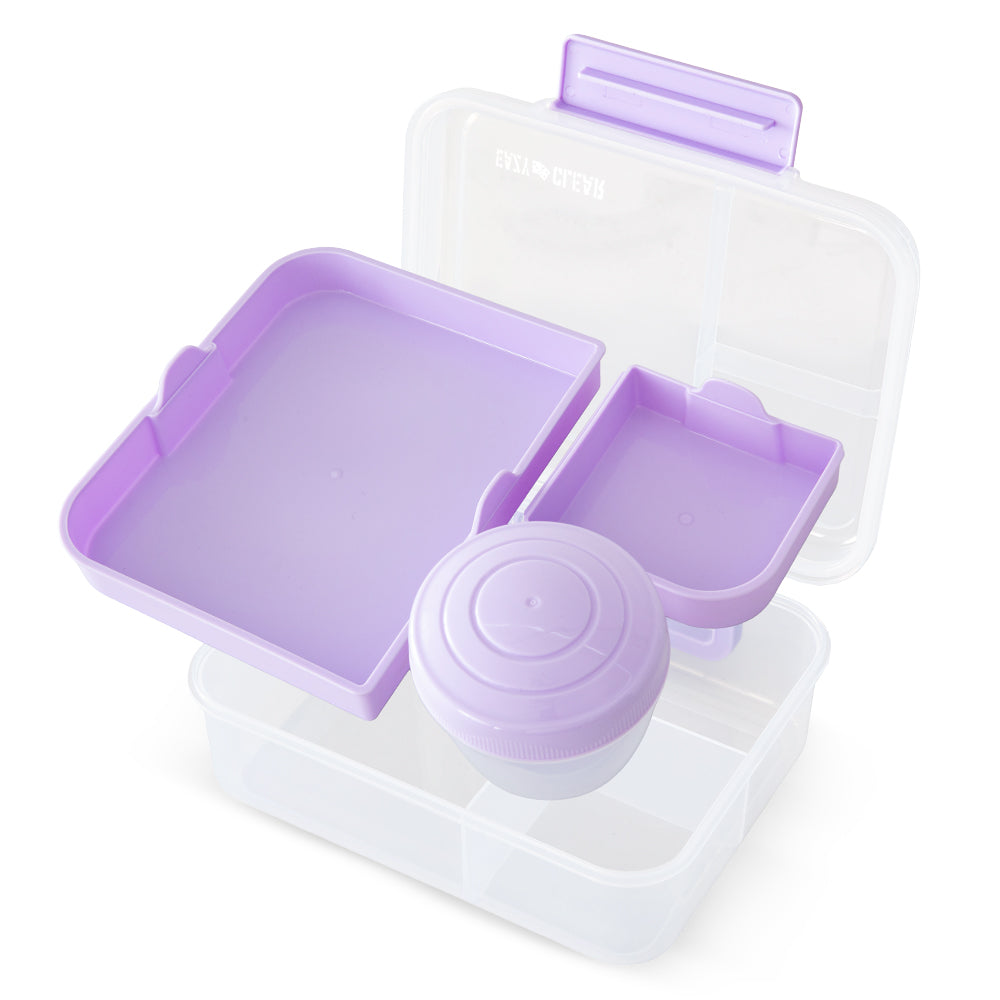 Eazy Kids 3/4/5 Compartment Convertible 1650ml Bento Lunch Box with 150ml Gravy Bowl - Purple