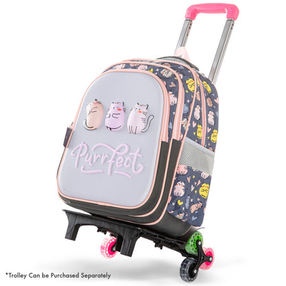 حقيبة مدرسية للأطفال من إيزي مع حافظة أقلام ١٦ بوصة - لون رمادي مثالي