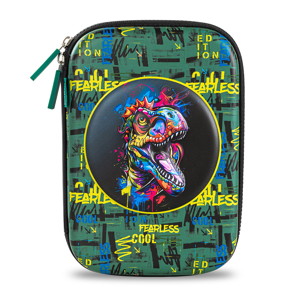 EAZY KIDS School Bag w/Pencil Case 16 inch - Dino Green