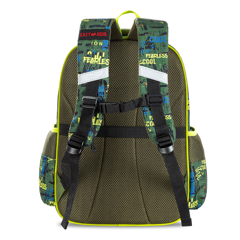 EAZY KIDS School Bag w/Pencil Case 16 inch - Dino Green