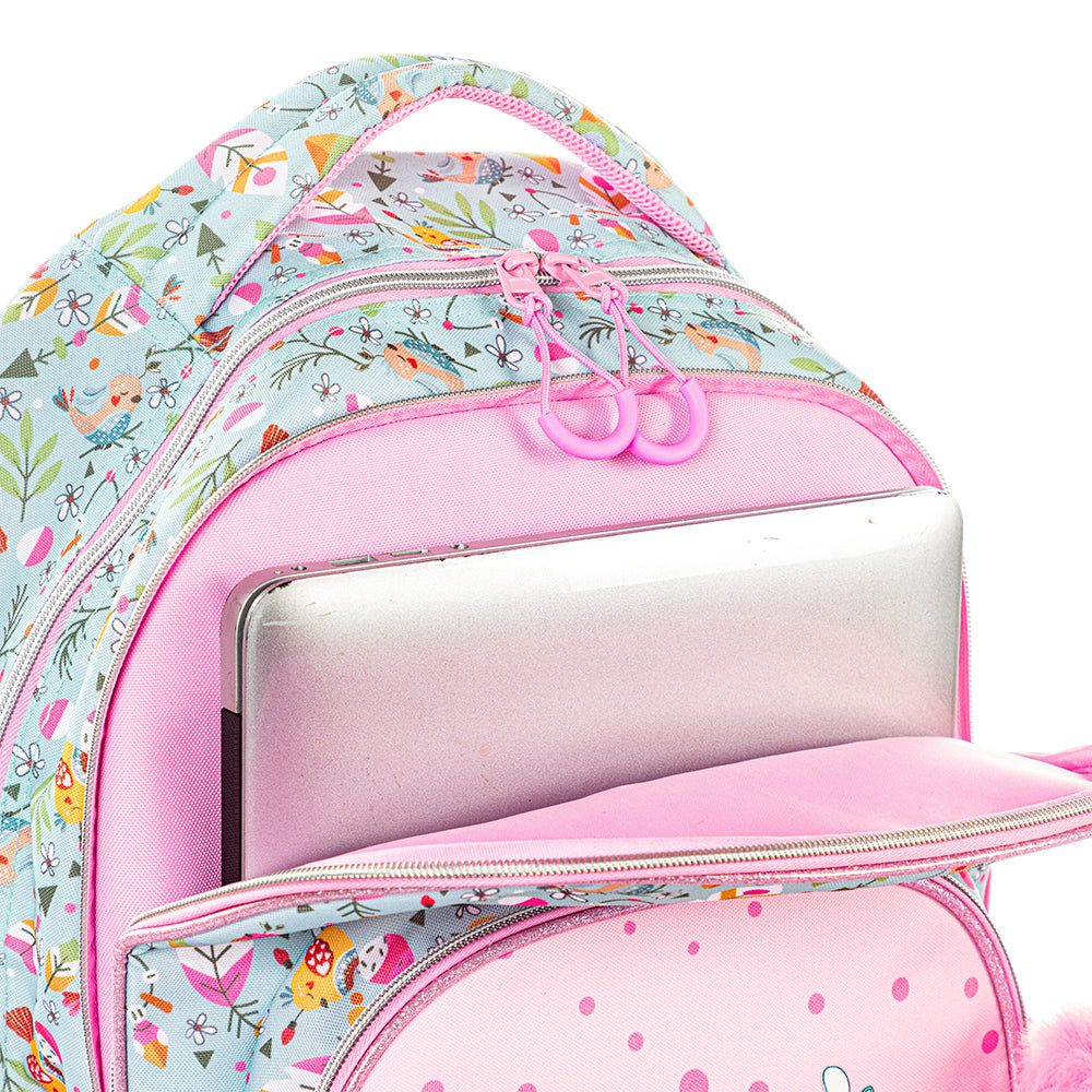 EAZY KIDS 17" School Bag Set of 2 w/Pencil Pouch - Love Pink