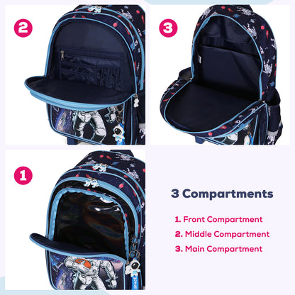 EAZY KIDS - Back to School - 18 inch Set of 4 School Bag Lunch Bag Activity Bag & Pencil Case Astronaut - Blue