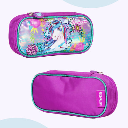 EAZY KIDS - Back to School - 18 inch Set of 4 School Bag Lunch Bag Activity Bag & Pencil Case Unicorn - Pink
