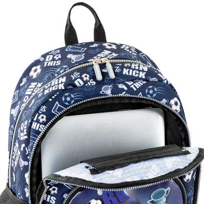 EAZY KIDS 18 inch Set of 3 Backpack w/Lunch Bag and Pencil Case - Football