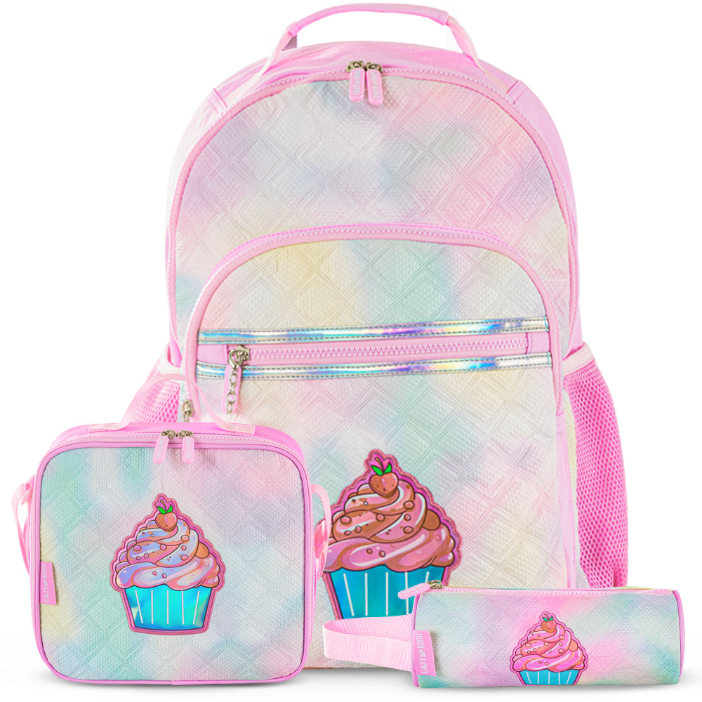 EAZY KIDS 17 inch Set of 3 Backpack w/Lunch Bag and Pencil Case - Sugar Pop Pink
