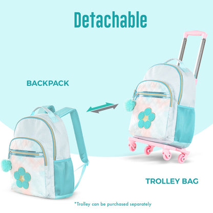 EAZY KIDS 18 inch Set of 3 Backpack w/Lunch Bag and Pencil Case - Flora Green