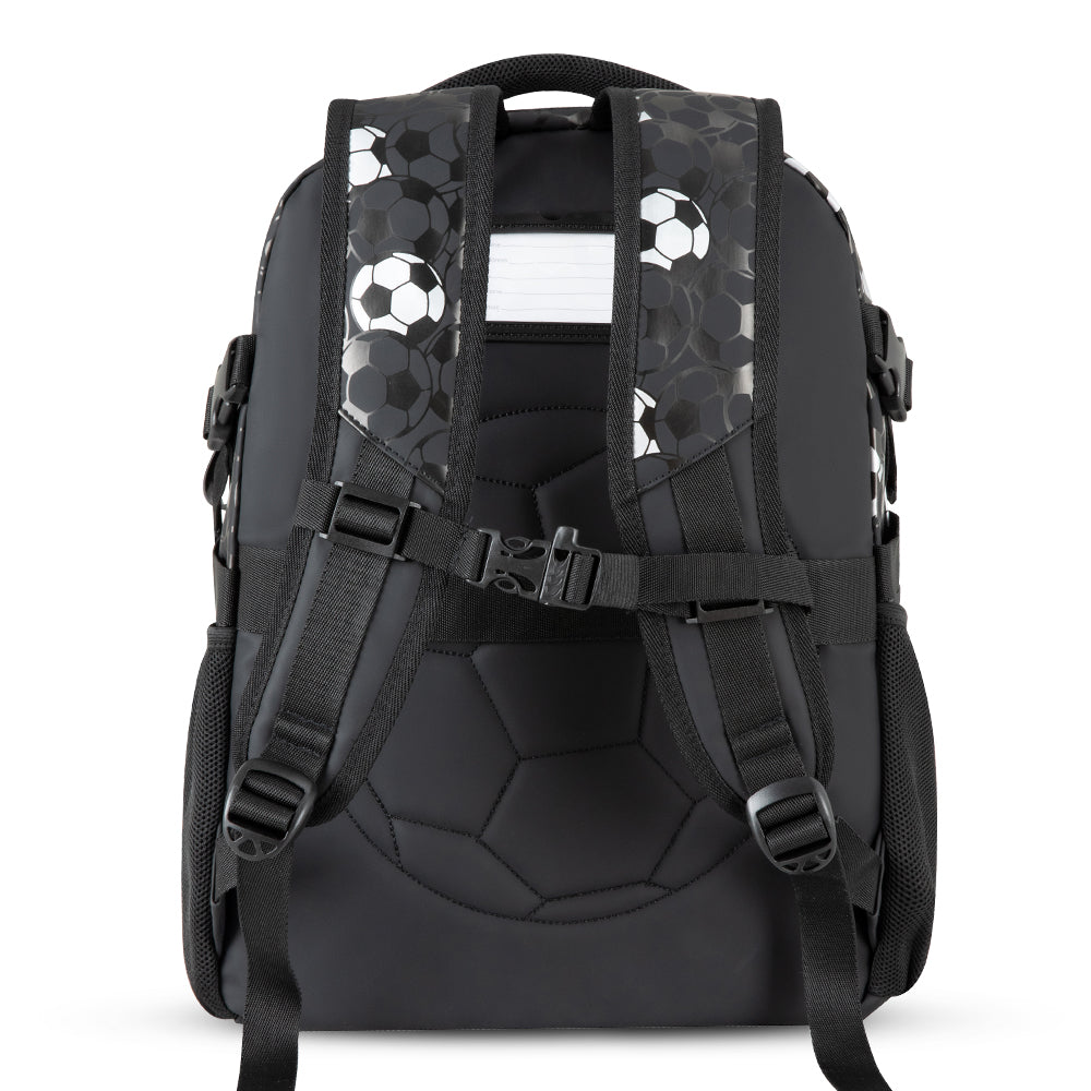 Eazy Kids 17” 3-Piece School Backpack Set for Kids – Football Design with Lunch Bag & Pencil Case, Black