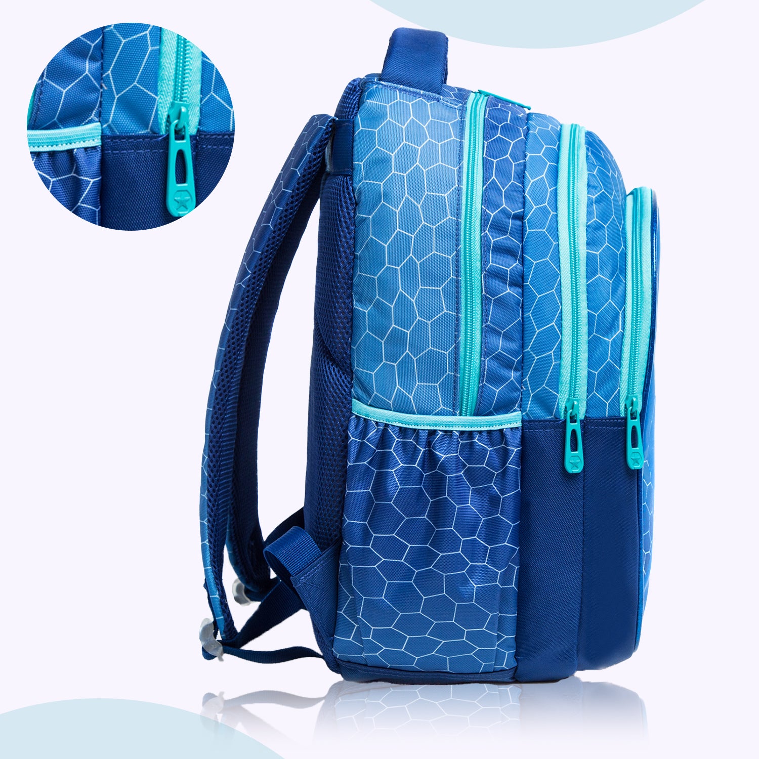 EAZY KIDS - 17 inch School Bag Lunch Bag Pencil Case Set of 3 Football - Blue
