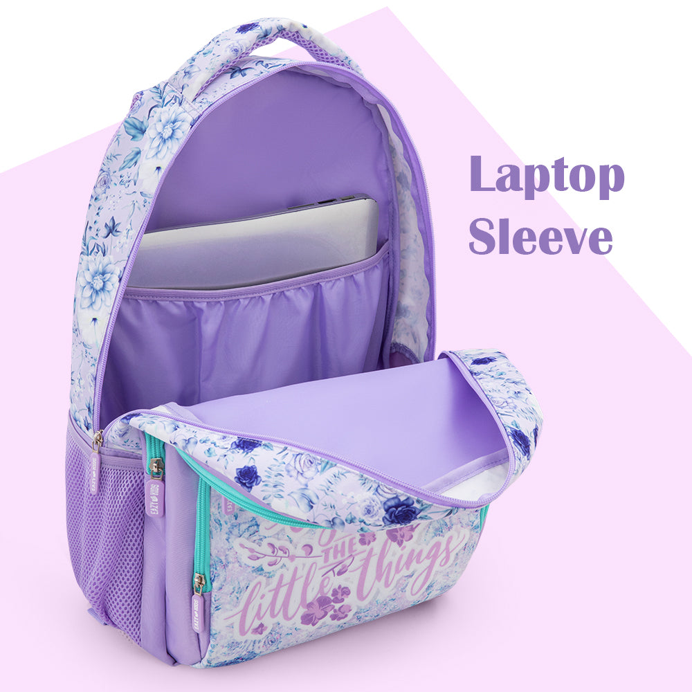 Eazy Kids 18" School Bag Set of 3-Backpack, Lunch Bag & Pencil Case w/ Laptop Compartment -  Purple