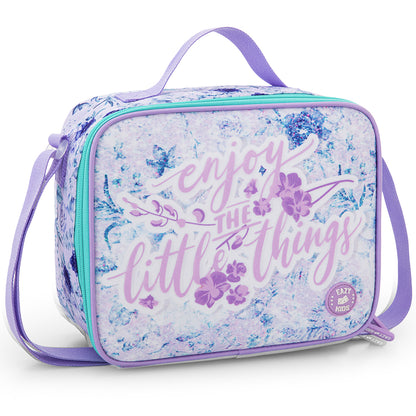 Eazy Kids Personalized 18" School Bag Set of 3-Backpack, Lunch Bag & Pencil Case w/ Laptop Compartment -  Purple