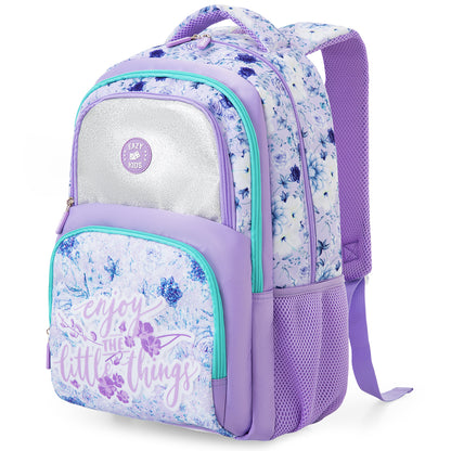 Eazy Kids Personalized 18" School Bag Set of 3-Backpack, Lunch Bag & Pencil Case w/ Laptop Compartment -  Purple