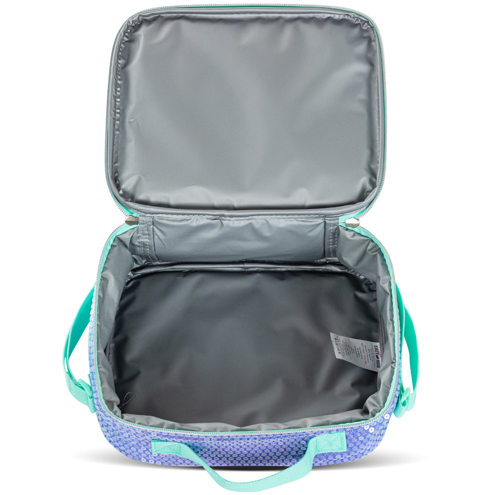 EAZY KIDS 17 inch Set of 3 Backpack w/Lunch Bag and Pencil Case - Girl Glitter Green