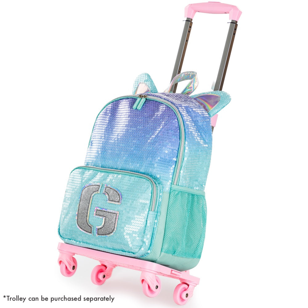 EAZY KIDS 17 inch Set of 3 Backpack w/Lunch Bag and Pencil Case - Girl Glitter Green