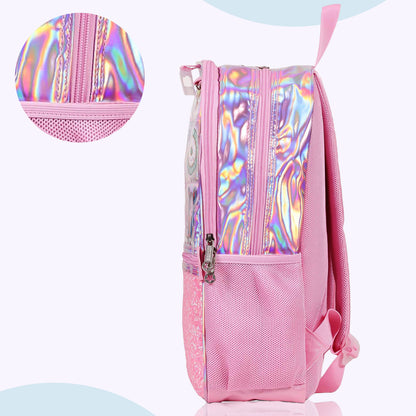 EAZY KIDS - 17 inch School Bag Lunch Bag Pencil Case Set of 3 Girl Things - Pink