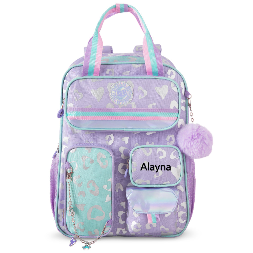 Eazy Kids Personalized 17” 3-Piece School Backpack Set for Kids – Backpack with Lunch Bag & Pencil Case, Purple