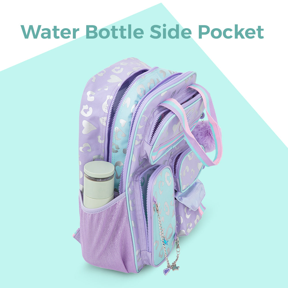 Eazy Kids Personalized 17” 3-Piece School Backpack Set for Kids – Backpack with Lunch Bag & Pencil Case, Purple