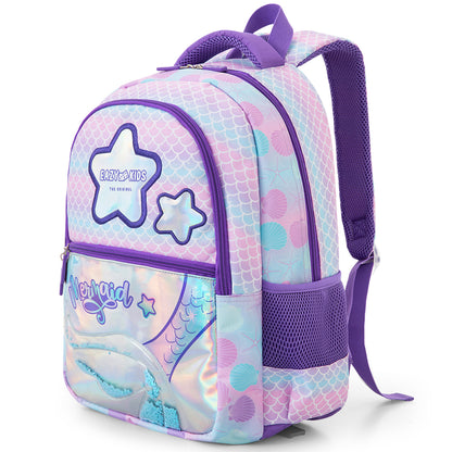 Eazy Kids 16” Trolley School Bag Set of 3 with Wheels – Backpack, Lunch Bag & Pencil Case, Purple