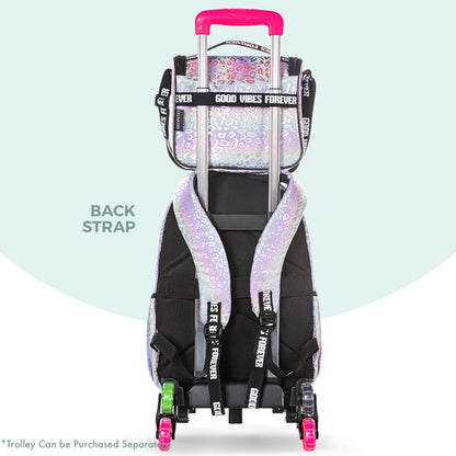 مجموعة حقائب مدرسية من إيزي كيدز، مقاس 17 بوصة، مكونة من 3 قطع مع حقيبة غداء وحافظة أقلام - جود فايبز - فضي