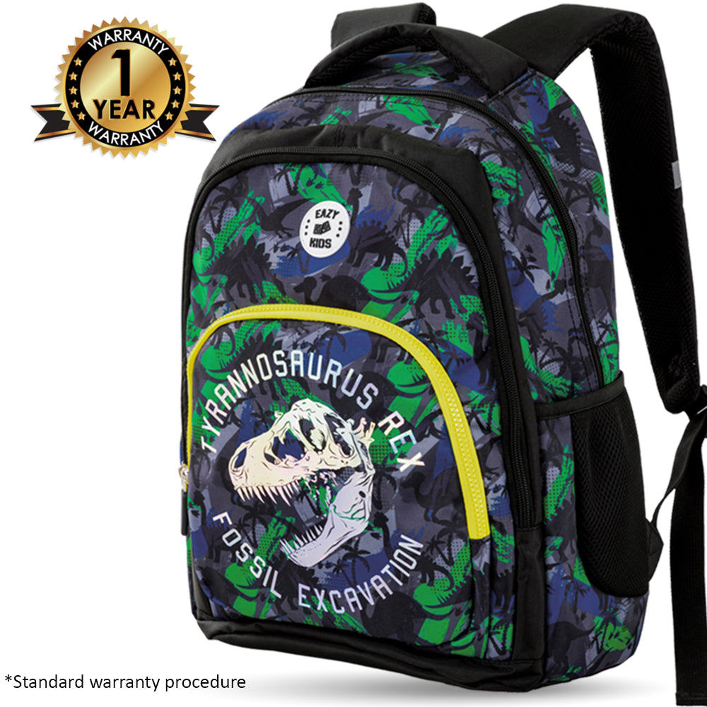 EAZY KIDS 17 inch Set of 3 Backpack w/Lunch Bag and Pencil Case - T-Rex