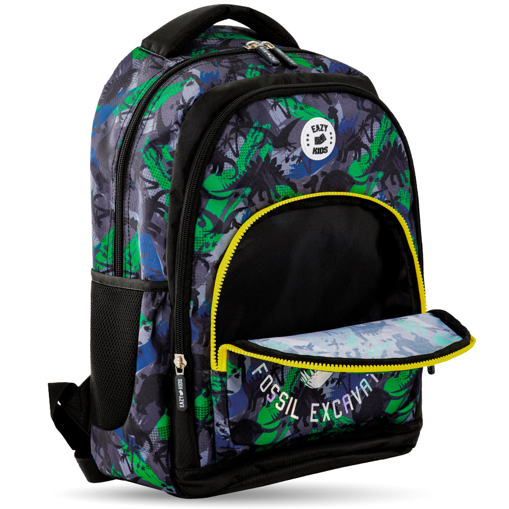 EAZY KIDS 17 inch Set of 3 Backpack w/Lunch Bag and Pencil Case - T-Rex