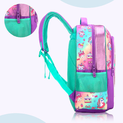 EAZY KIDS - 18 inch Set of 4 School Bag Lunch Bag Activity Bag & Pencil Case Unicorn - Pink