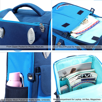 EAZY KIDS Dinosaur School Bag - Blue