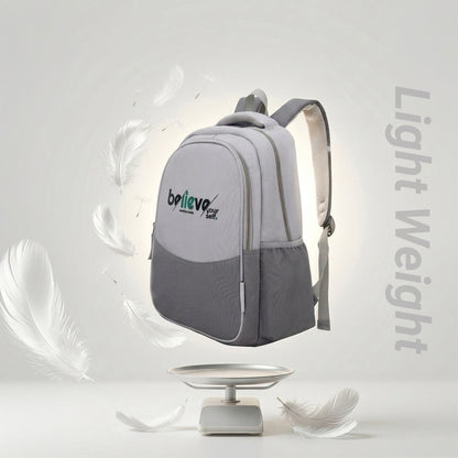 Eazy Kids 15.3” Lightweight School Backpack for Kids – Believe Yourself Design, Grey
