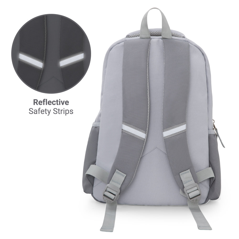 Eazy Kids 15.3” Lightweight School Backpack for Kids – Believe Yourself Design, Grey