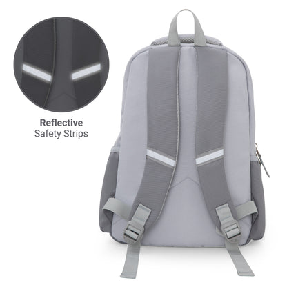 Eazy Kids 15.3” Lightweight School Backpack for Kids – Believe Yourself Design, Grey