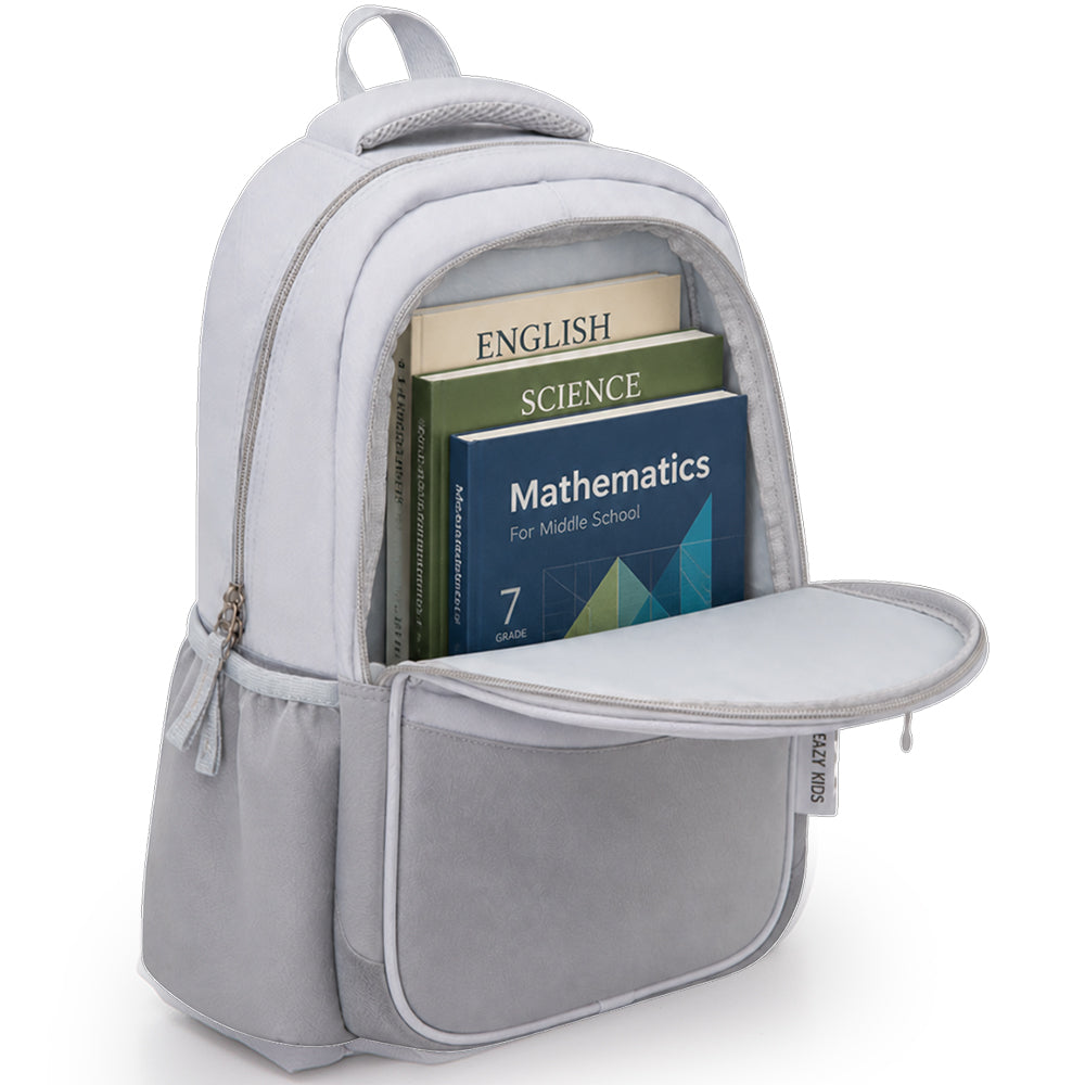 Eazy Kids 15.3” Lightweight School Backpack for Kids – Believe Yourself Design, Grey