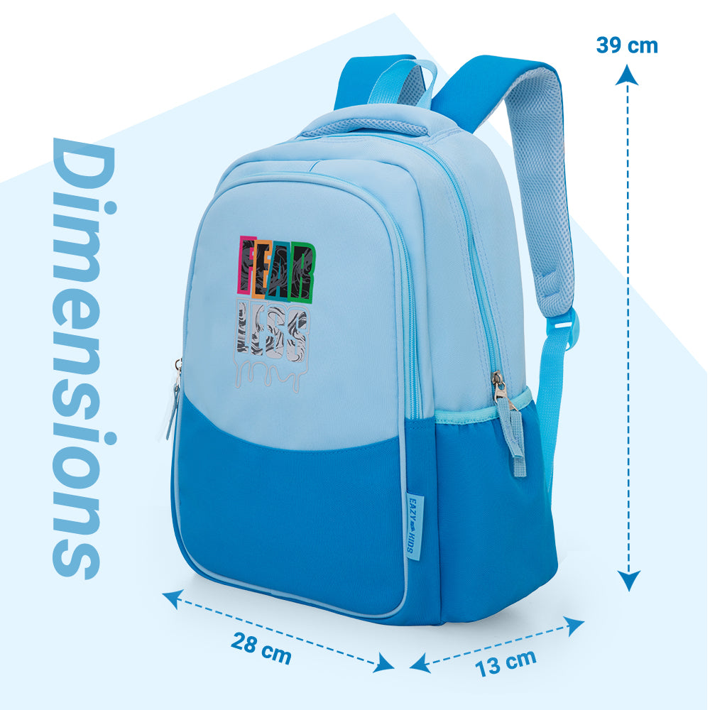Eazy Kids 15.3” Lightweight School Backpack for Kids – Fearless Design, Blue