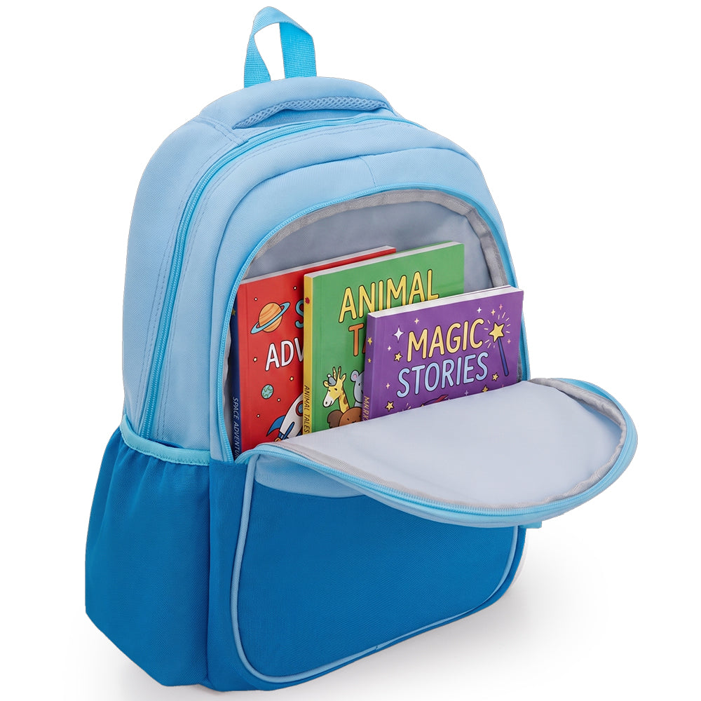 Eazy Kids 15.3” Lightweight School Backpack for Kids – Fearless Design, Blue