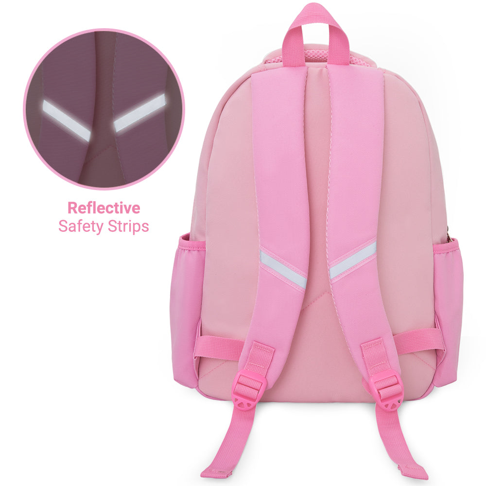 Eazy Kids Personalized 15.3” Lightweight School Backpack for Kids – Good Vibes Only Design, Pink