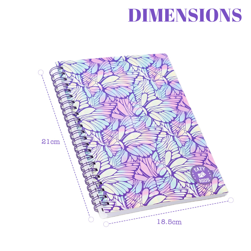 Eazy Kids Spiral Diary - Butterfly Purple