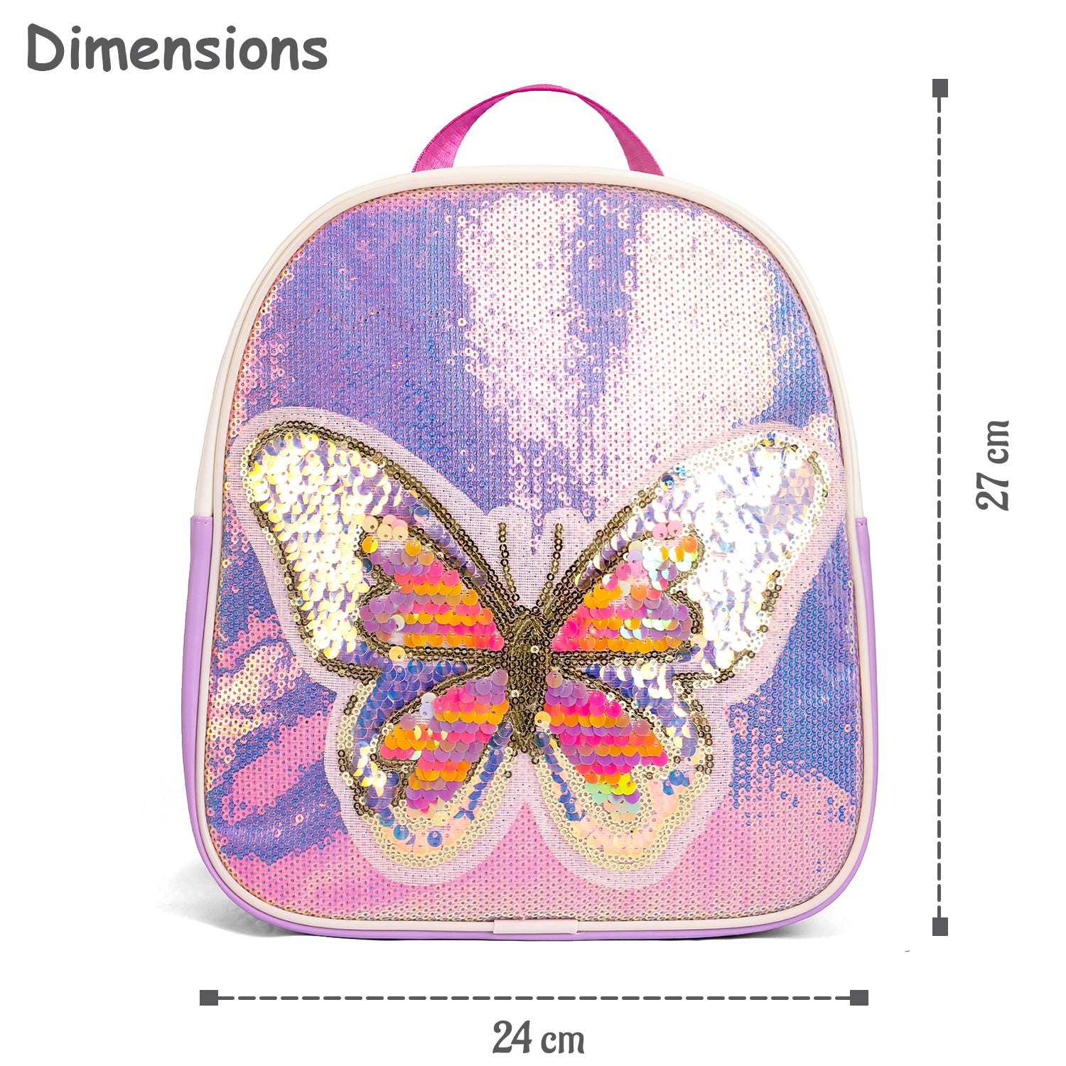 EAZY KIDS - Sequin School Backpack - Butterfly Pink