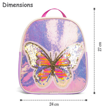 EAZY KIDS - Sequin School Backpack - Butterfly Pink