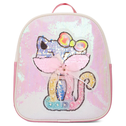 EAZY KIDS - Sequin School Backpack - Cat Pink