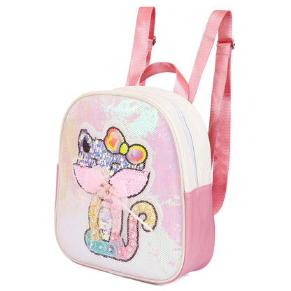 EAZY KIDS - Sequin School Backpack - Cat Pink