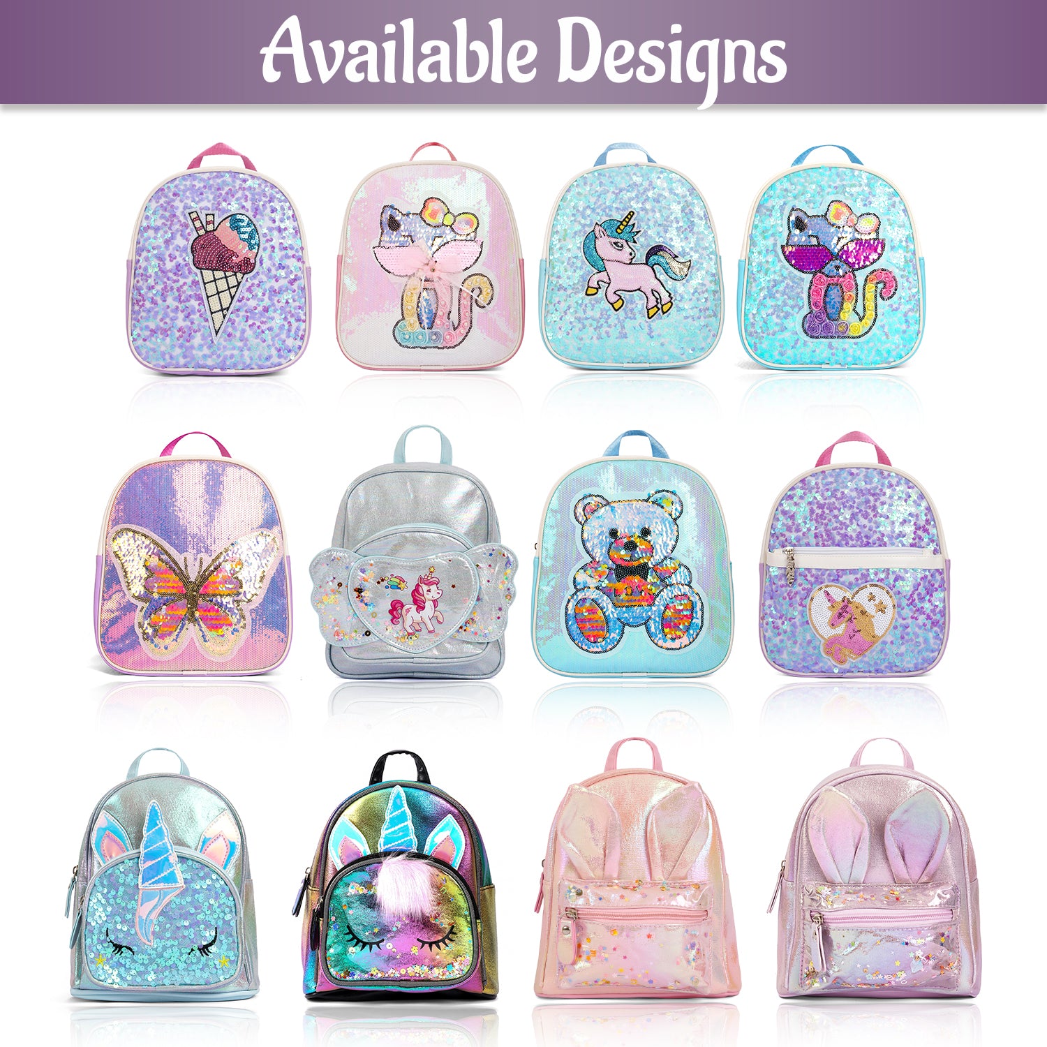 EAZY KIDS - Sequin School Backpack - Unicorn Green