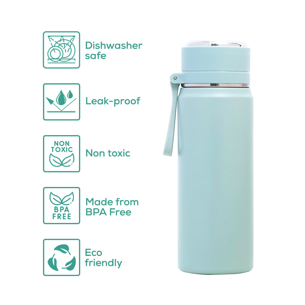 EAZY KIDS Insulated Sports Water Bottle - Green, 450ml