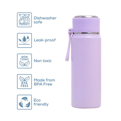 EAZY KIDS Insulated Sports Water Bottle - Purple, 450ml