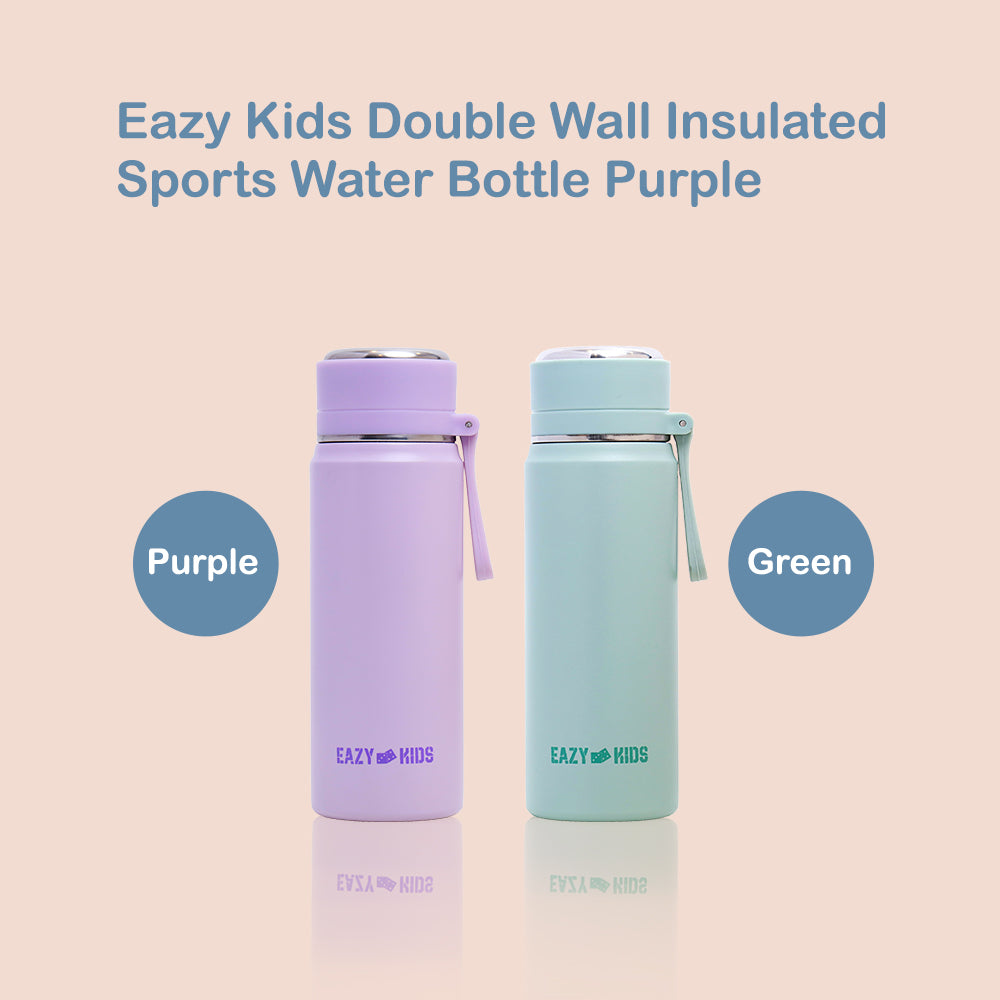 EAZY KIDS Insulated Sports Water Bottle - Purple, 450ml