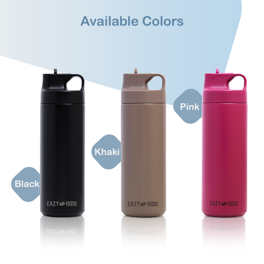 EAZY KIDS Insulated Sports Water Bottle - Black, 550ml